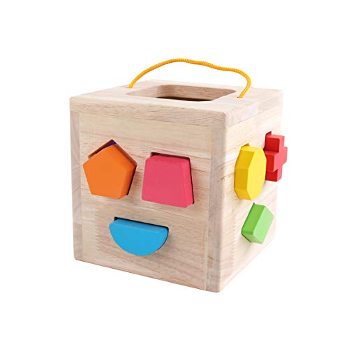 Gemem Shape Sorter Toy My First Wooden 12 Building Blocks Geometry Learning Matching Sorting Gifts Didactic Classic Toys For Toddlers Baby Kids 2 3 Years Old #TOP3
