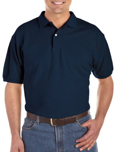 Harbor Bay by DXL Men's Big and Tall Piqué Polo Shirt, Tango Red Heather