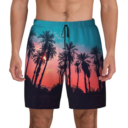 Short de plage double couche pour homme maillot de bain imprimé palmier