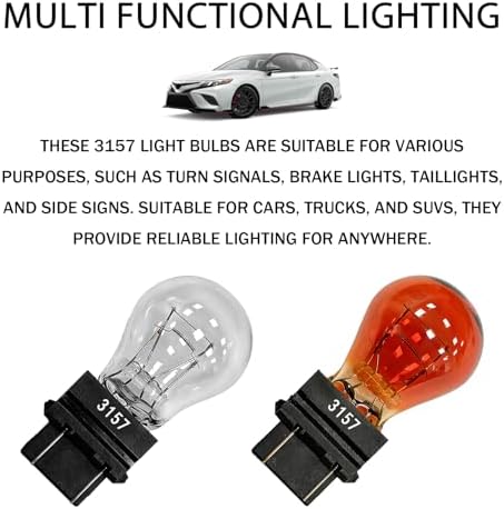 CCNU 3157 Bulb, Brake Light Bulb High Brightness Tail Turn Signal Reverse Light 3157 led Bulbs with Built in Resistor, 12V 21/5W Halogen Miniature Bulbs for Most Cars, Trucks and Vans(10PCS White) - 5