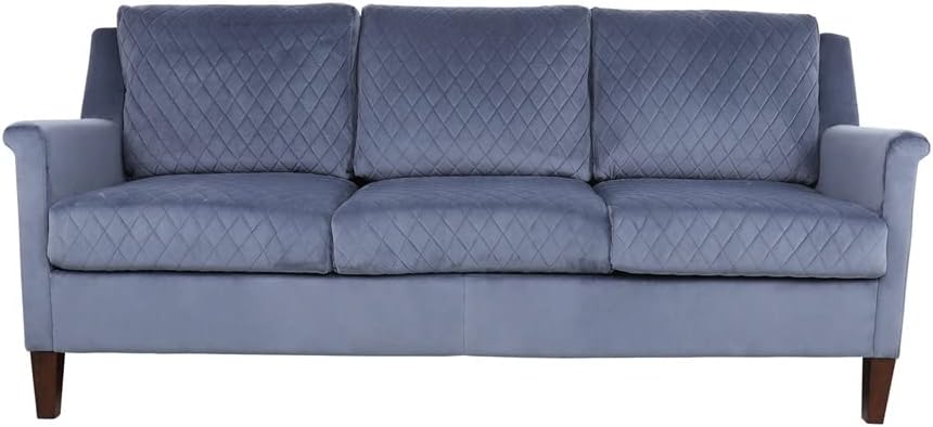 178x65x49CM Velvet Upholstered Sofa Couch Pine Plywood Furniture Light Grey/Garden(Blue)