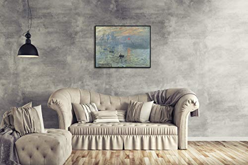 Wieco Art Framed Art Impression Sunrise Canvas Prints Of Claude Monet Famous Paintings Reproduction Seascape Artwork Pictures On Canvas Wall Art For Home Decorations Black #TOP3