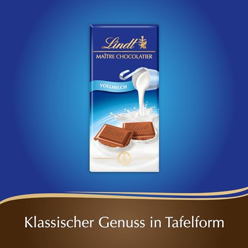 Lindt Schokolade Vollmilch | 100g Tafel | Aus zartschmelzender Vollmilch-Schokolade | Schokoladentafel | Schokoladengeschenk