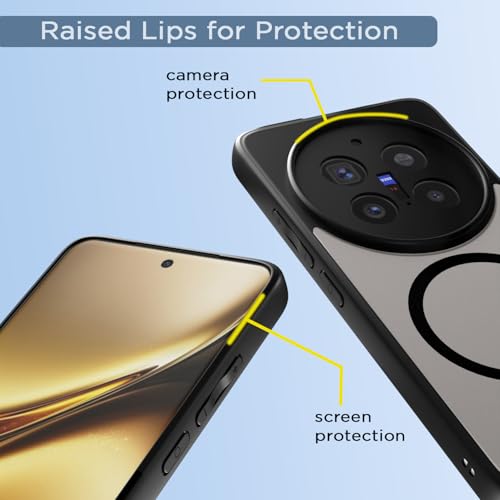 Image of Amazon Basics Back Cover for Vivo X200 Pro 5G Compatible with MagSafe | Shockproof Design | Hard Transparent Back Case (Black)