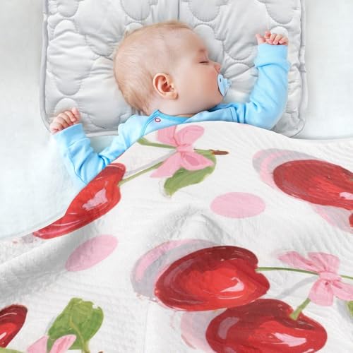 Custom Lovely Red Cherry Bow Polka Dot Throw Blankets Soft personalizada para Dog Baby Blanket with Name for Girls or Boys 30x40in cobija personalizada para4