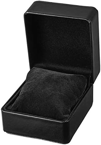 NICERIO Watch Box Holder Organizer, Single Grid PU Storage Box Jewelry Bracelet Storage Gift Case,4.3 x 3.94 x 2.95inch(LxWxH)(Black)