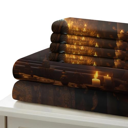 Housse de couette Bouddha anti-allergie pour lit double en microfibre douce