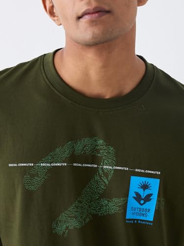 Image of Spykar Men's Oversized Round Neck Half Sleeve Solid Casual T-Shirt