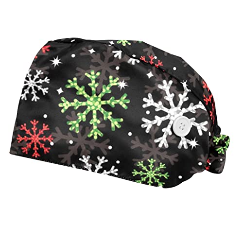 Chapeaux de travail respirants JDEZ à motif Christmas avec calot bouffant pour Noël en lot de 2