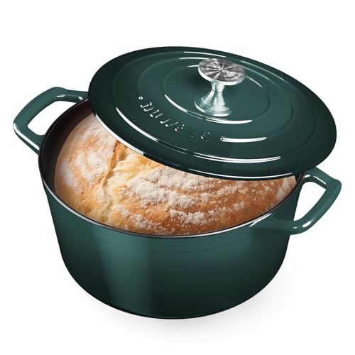 Image of Nuwave 6 Qt PFAS-Free Enamel Cast Iron Dutch Oven Pot with Lid, Pine Forest