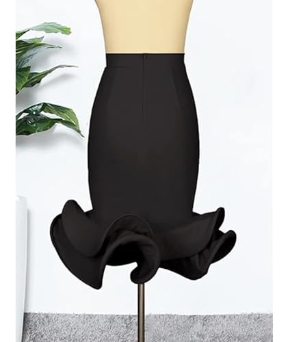 xxxiticat Women's Ruffle Midi Skirt High Waist Elegant Formal Party Irregular Asymmetric Pencil Bodycon Fishtail Skirts4