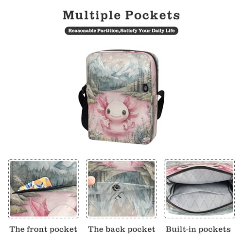 Crossbody Bag Cute Axolotl Messenger Bag for Women Men Purse Shoulder Bag Satchel Bag with Adjustable Strap 214B88822