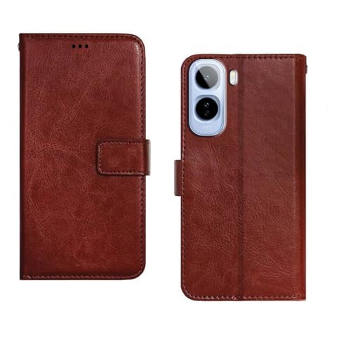 Image of amazon basics Vivo T5 Pro 5G Flip Cover | Card Pockets Wallet & Stand | Flip Cover for Vivo T5 Pro 5G (Brown)