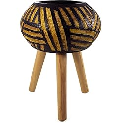 Macetas Fibra De Vidrio Imitacion Madera Leaf Macetas Grandes de Fibra de Vidrio, 45 cm, ovaladas, Bali