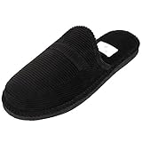 Bright Men's Open Back Slip On Corduroy Black House Slippers 8 D(M) US