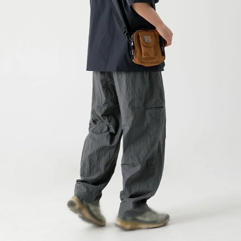 Man Hip Hop Casual Straight Leg Cargo Pants Solid Baggy Male Trousers4