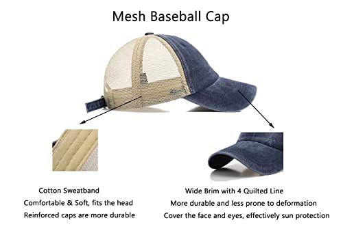 3Pcs Mesh Trucker Hat Men Vintage Unstructured Hats For Men Black Bun Gym Baseball Cap Low Profile Hats For Men Adjustable Cotton Dad Hat Bulk Sports Outdoor Caps For Men And Women Hat #TOP4