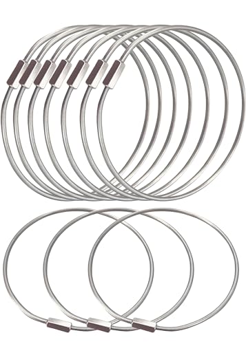 CrocSee 10 Pack Threaded Locking Key Rings (Diameter 3\'\'), Stainless Steel Screw Lock Keychain Bangle, Big Large Keyring Holder Organizer Heavy Duty