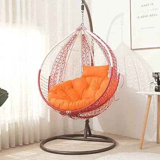 Image of KYNE Microfibre Cushion for Hanging Basket Round Shape Swing Chair Cushions for Outdoor Egg Swing Chair Garden Swing, Seat Padded Pillow Cushion (Orange)