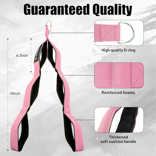 Image of MANUEKLEAR 24-Inch 3-Grip Tricep Rope Cable Attachment for Gym Greater ROM