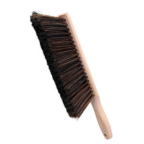 Image of Soft Bristle Bench Brush Wooden Handle for Shop Bed Sawdust 14 inch Long Brown | Fox Tail Hand Broom for Carpenter Table Baking Counter Beach Sand Upholstery Furniture Fabric Couch Sofa, Dust Pan Brush Only