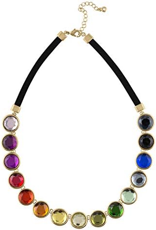 Rachel Round Rainbow Stones Collar Statement Necklace for Women Fashion