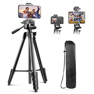 Sensyne 64″ Camera Tripod Stand, Versatile Phone & iPad Tripod with Wireless Remote and 2-in-1 Phone Holder for Selfie/Video Recording/Photo/Live Stream/Vlog