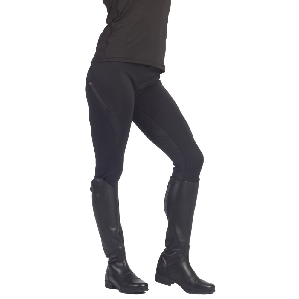 Equitazione Leggings/Collant Donna Matt Silicone Grip con Tasche Telefono Calzamaglia Premium Equestre Calzoni