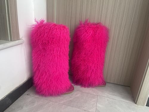 Over Knee High Mongolian Fur Boot With True Tibetan Big Long Curly Hair For Women Winter Snow Warm Boots4