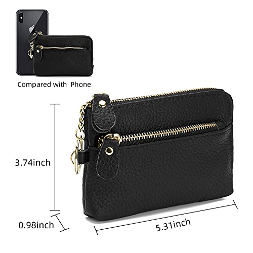 Zooeass Women Leather Coin Purse,Large Opening For Easy Access,With Wrist Strap(Black) #TOP4