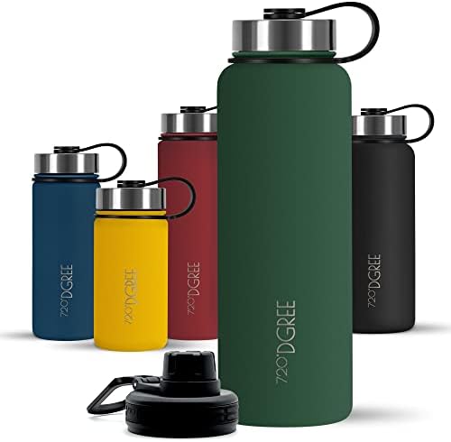 720°DGREE Edelstahl Trinkflasche 1200ml “noLimit” - Hält 12h Heiß, 24h Kalt | Auslaufsicher bei Kohlensäure, BPA-Frei, Robust - Große Thermosflasche mit Sportdeckel für Sport, Fitn