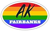 Fairbanks AK Alaska Fairbanks North Star County Rainbow Pride Flag 6 Stripes Pride Flag Euro Decal Bumper Sticker 3M Vinyl 3' x 5'