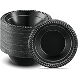 Cuisine schwarze Kunststoffschalen, 340 ml, 100 Stück, langlebige und mikrowellengeeignete Einweg-Kunststoff-Schalen, perfekte Party-Suppenschalen, Einwegartikel, perfekte schwarze Schalen für Partys,