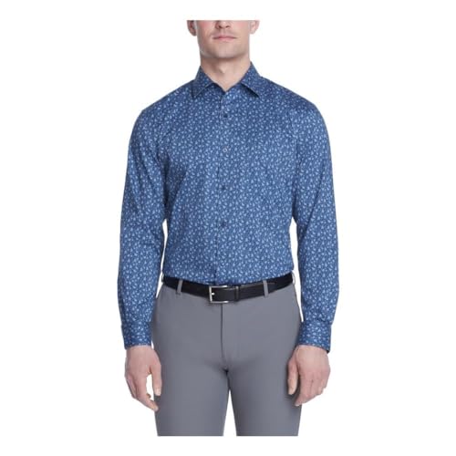 Chemise bleu nuit stretch et anti-taches coupe droite pour homme actif
