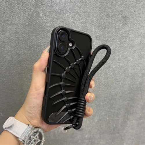 Coque iPhone 15 Pro creuse et fine antichoc avec dragonne noire