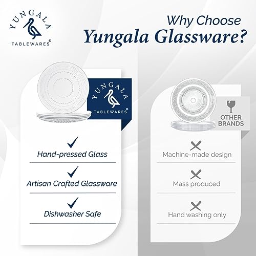 Yungala Vintage Glass Dinner Plates Set of 4 - 10.5 Inch Clear Hobnail Glass Plates, Elegant Tableware for Luxury Dining