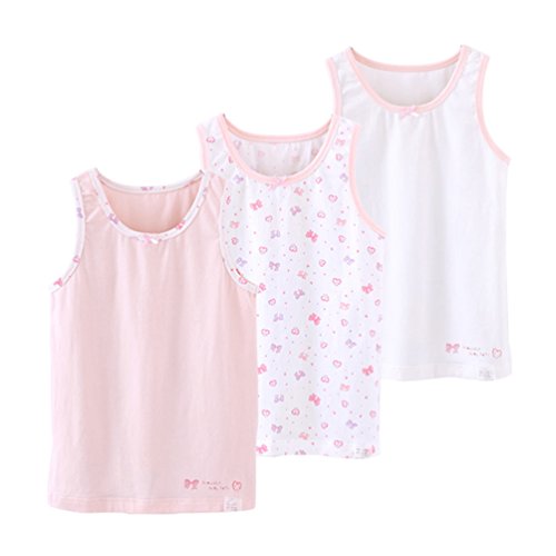 YuanDiann Ragazze Ragazzi Maglietta Canottiera Intima Casual Stampa Morbido Elastico Senza Maniche Top Tank Canotte Intime Undershirts Bambine Bambini Vestaglia Pacco da 3 Bow-Knot 2# 100