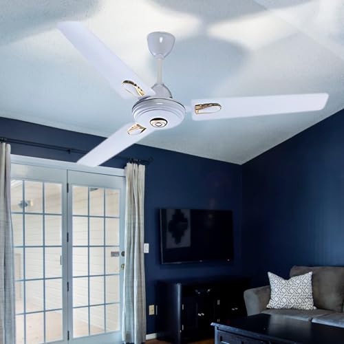 Image of Drumstone [𝟏𝟓 𝐘𝐄𝐀𝐑𝐒 𝐖𝐀𝐑𝐑𝐀𝐍𝐓𝐘 Ceiling Fan for Living Room /Bedroom - Powerful Airflow with 3 Blades, Anti-Dust Decorative Design for Strong Airflow, Efficient Cooling