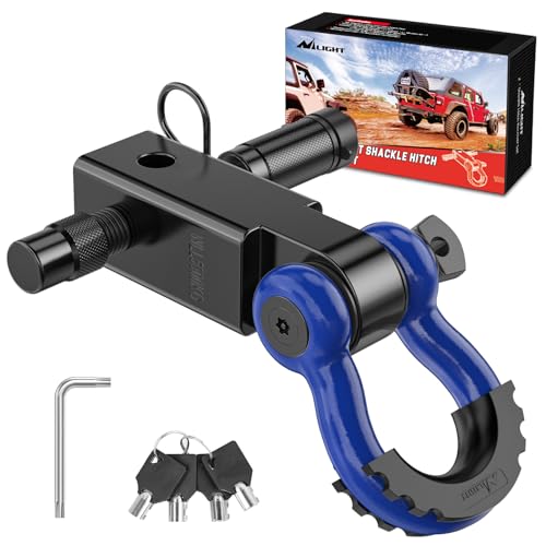 Image of Nilight Anti-Theft Shackle Hitch Receiver 2Inch 45000 LBs Breaking Strength 3 /4 inch Anti-Theft D Ring Shackle 5 /8 inch Trailer Hitch Lock Pin Heavy Duty Solid Towing Kit for Trucks Off Road (Blue&Black)