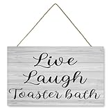 Wooden Decor Signs Live Laugh Toaster Bath Funny Hanging Wood Wall Decor Inspirational Home Farmhouse Kitchen Cafe DecorationArt Wall Decoration...