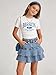 Cakaner Girls Back-to-School Outfit Short Sleeve Letter Print T-Shirt and Ruffle Tiered Denim Skirt Set Size 7 8
