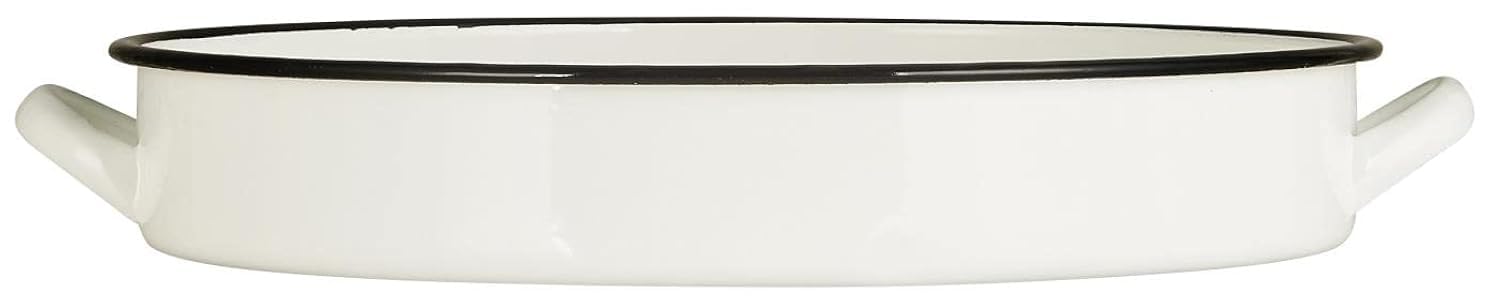 Ib Laursen White 0465-11 Enamel Serving Tray With 2 Handles