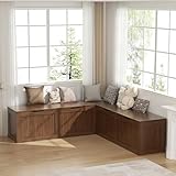 YUUIJOAA L Shaped Bench with Storage, 63' Breakfast Nook Benches, Kitchen Corner Dining Bench Seating for Entryway Dining Room, Kitchen, Walnut Brown