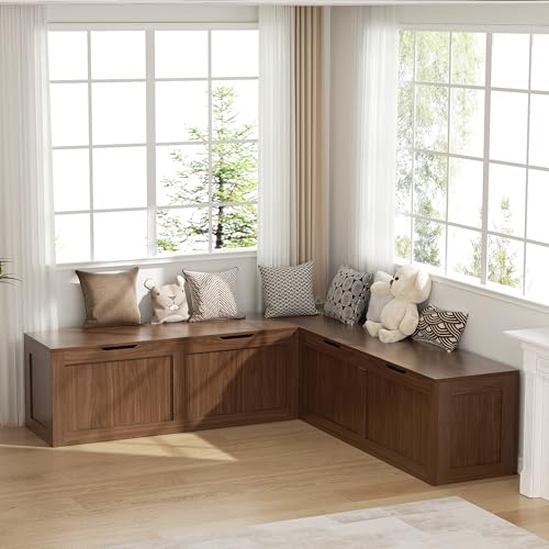 YUUIJOAA L Shaped Bench with Storage, 63' Breakfast...