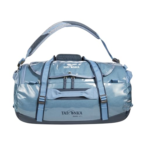 Image of Tatonka Barrel 45L Waterproof Travel Bag with Backpack Function, Large Opening, Padded Base and Lockable Zip, Elemental Blue, 45 L, Durable Travel Bag with stowable Backpack Shoulder Straps, Elemental