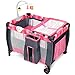 GOPLUS Lettino Neonati da Campeggio, 2 in 1 Culla Trasporto con Fasciatoio, Pieghevole, Portata di 15 kg, per 0-36 Mesi, con Giocattoli, Borsa Trasporto,100x70x111cm (Rosa)