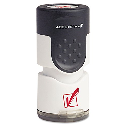Accustamp Pre-Inked Round Stamp with Microban, Check Mark, 5/8" dia, Red