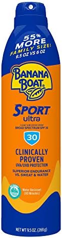 Banana Boat Sport Ultra SPF 30 Sunscreen Spray, 9.5oz | Banana Boat Sunscreen Spray SPF 30, Oxybenzone Free Sunscreen, Spray On Sunscreen, Water Resistant Sunscreen, Family Size Sunscreen, 9.5oz