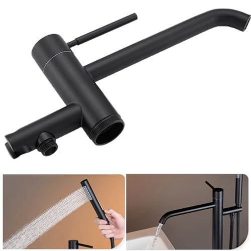 Robinet baignoire sur pied mitigeur douche chrome orientable - 5