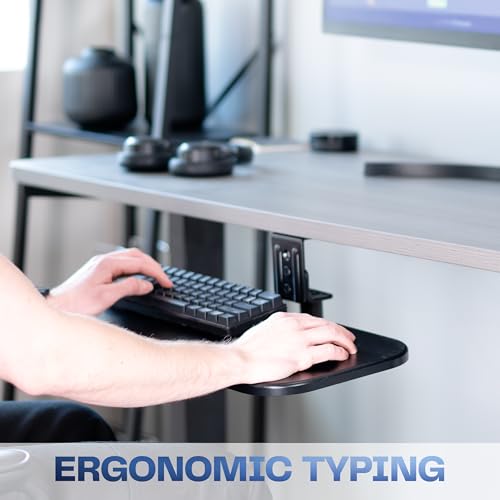 VIVO Under Desk Rotating 23 x 10 inch Computer Keyboard and Mouse Tray, Swiveling Platform, Ergonomic Typing, Black, MOUNT-KB01B